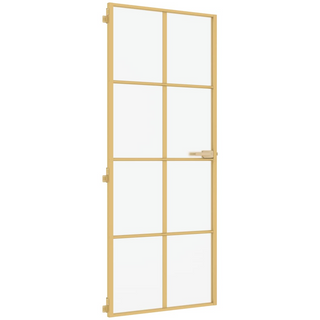 vidaXL Interior Door Slim Golden 93x201.5 cm Tempered Glass and Aluminium - Giant Lobelia