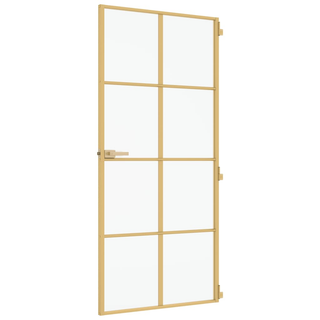 vidaXL Interior Door Slim Golden 93x201.5 cm Tempered Glass and Aluminium - Giant Lobelia