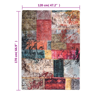 vidaXL Rug Washable Patchwork Multicolour 120x170 cm Anti Slip - Giant Lobelia