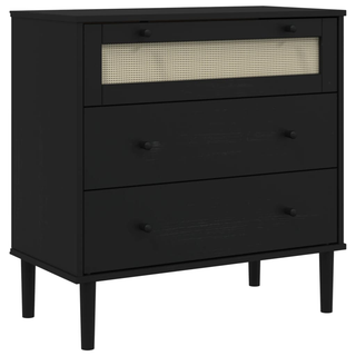 vidaXL Drawer Cabinet SENJA Rattan Look Black 80x40x80 cm Solid Wood Pine - Giant Lobelia