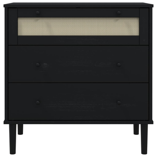 vidaXL Drawer Cabinet SENJA Rattan Look Black 80x40x80 cm Solid Wood Pine - Giant Lobelia