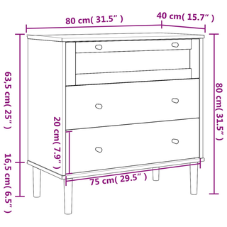 vidaXL Drawer Cabinet SENJA Rattan Look Black 80x40x80 cm Solid Wood Pine - Giant Lobelia