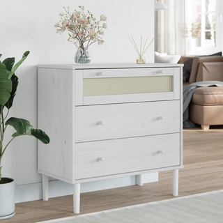 vidaXL Drawer Cabinet SENJA Rattan Look White 80x40x80 cm Solid Wood Pine - Giant Lobelia