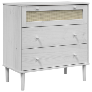 vidaXL Drawer Cabinet SENJA Rattan Look White 80x40x80 cm Solid Wood Pine - Giant Lobelia