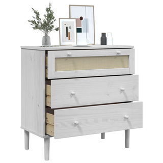 vidaXL Drawer Cabinet SENJA Rattan Look White 80x40x80 cm Solid Wood Pine - Giant Lobelia