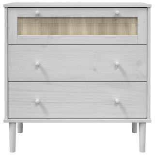 vidaXL Drawer Cabinet SENJA Rattan Look White 80x40x80 cm Solid Wood Pine - Giant Lobelia