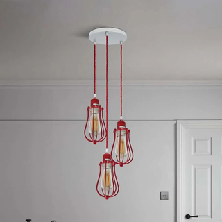 3 Light Red Cage cluster Hanging Pendant Light ~ 5113 - Giant Lobelia