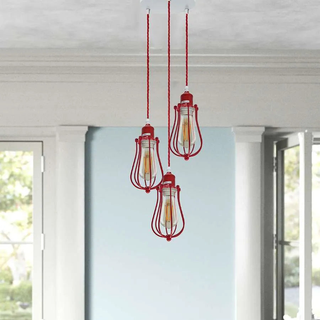 3 Light Red Cage cluster Hanging Pendant Light ~ 5113 - Giant Lobelia