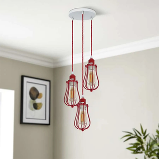 3 Light Red Cage cluster Hanging Pendant Light ~ 5113 - Giant Lobelia