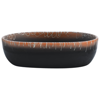 vidaXL Countertop Basin Black and Orange Oval 47x33x13 cm Ceramic - Giant Lobelia