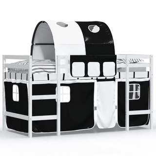 Kids' Loft Bed with Tunnel White&Black 90x200cm Solid Wood Pine - Giant Lobelia