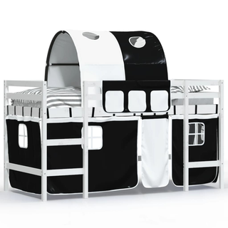 Kids' Loft Bed with Tunnel White&Black 80x200cm Solid Wood Pine - Giant Lobelia