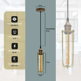 Single light Adjustable cable Cage Pendant Light Fixtures~ 5145 - Giant Lobelia