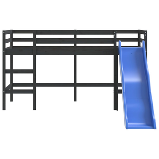 Kids' Loft Bed with Slide Black 90x200 cm Solid Wood Pine - Giant Lobelia