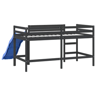 Kids' Loft Bed with Slide Black 90x200 cm Solid Wood Pine - Giant Lobelia