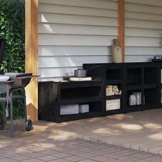 vidaXL Outdoor Kitchen Cabinets 2 pcs Black Solid Wood Pine - Giant Lobelia