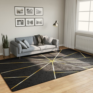 vidaXL Rug Washable Black and Gold 190x300 cm Anti Slip - Giant Lobelia