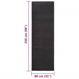 vidaXL Rug Natural Sisal 80x250 cm Black - Giant Lobelia