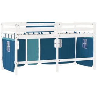 Kids' Loft Bed with Curtains Blue 80x200cm Solid Wood Pine - Giant Lobelia