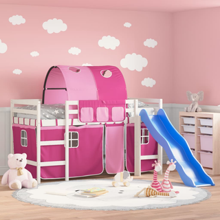 Kids' Loft Bed with Tunnel Pink 80x200 cm Solid Wood Pine - Giant Lobelia