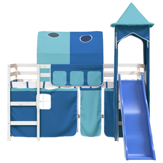 Kids' Loft Bed with Tower Blue 80x200 cm Solid Wood Pine - Giant Lobelia