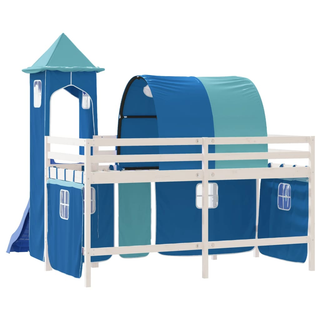 Kids' Loft Bed with Tower Blue 80x200 cm Solid Wood Pine - Giant Lobelia