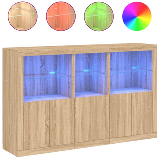 vidaXL Sideboard with LED Lights Sonoma Oak 162x37x100 cm - Giant Lobelia