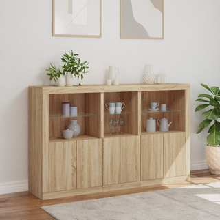 vidaXL Sideboard with LED Lights Sonoma Oak 162x37x100 cm - Giant Lobelia