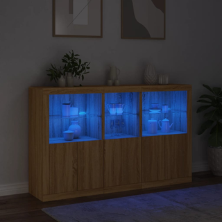 vidaXL Sideboard with LED Lights Sonoma Oak 162x37x100 cm - Giant Lobelia