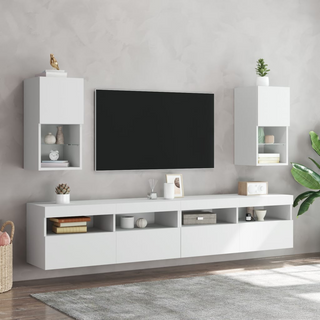 vidaXL TV Cabinet with LED Lights White 30.5x30x60 cm - Giant Lobelia