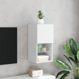 vidaXL TV Cabinet with LED Lights White 30.5x30x60 cm - Giant Lobelia