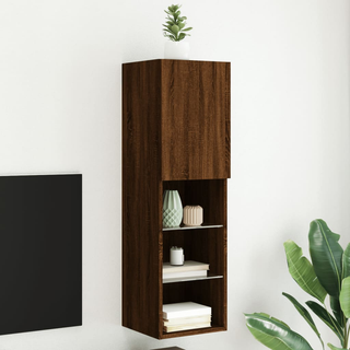 TV Cabinet with LED Lights Brown Oak 30.5x30x102 cm - Giant Lobelia