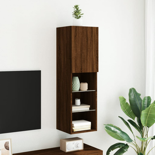 TV Cabinet with LED Lights Brown Oak 30.5x30x102 cm - Giant Lobelia