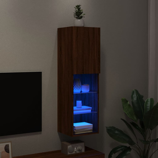 TV Cabinet with LED Lights Brown Oak 30.5x30x102 cm - Giant Lobelia