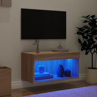 TV Cabinet with LED Lights Sonoma Oak 60x30x30 cm - Giant Lobelia