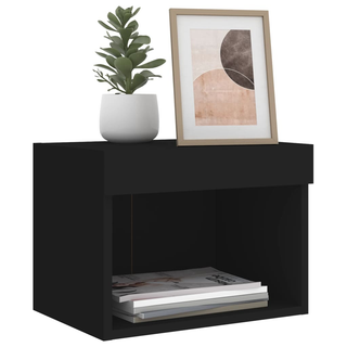 Bedside Cabinets with LED Lights Wall-mounted 2 pcs Black - Giant Lobelia