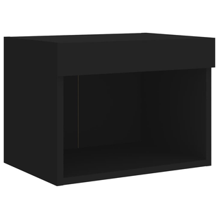 Bedside Cabinets with LED Lights Wall-mounted 2 pcs Black - Giant Lobelia