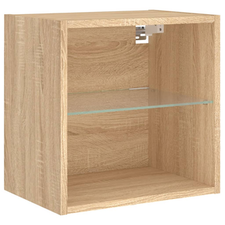 Bedside Cabinet with LED Lights Wall-mounted Sonoma Oak - Giant Lobelia