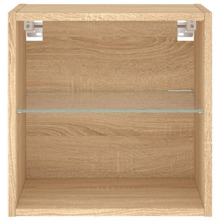 Bedside Cabinet with LED Lights Wall-mounted Sonoma Oak - Giant Lobelia