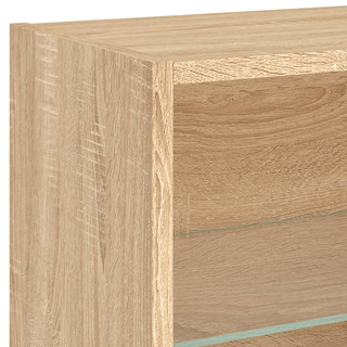 Bedside Cabinet with LED Lights Wall-mounted Sonoma Oak - Giant Lobelia