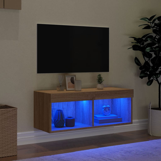 vidaXL TV Cabinet with LED Lights Sonoma Oak 80x30x30 cm - Giant Lobelia