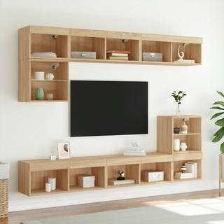 vidaXL TV Cabinet with LED Lights Sonoma Oak 80x30x30 cm - Giant Lobelia