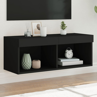 TV Cabinet with LED Lights Black 80x30x30 cm - Giant Lobelia