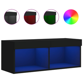 TV Cabinet with LED Lights Black 80x30x30 cm - Giant Lobelia