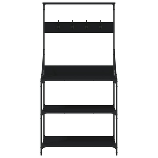 Baker's Rack with Hooks 4-Tier Black Engineered Wood - Giant Lobelia