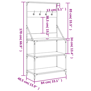 Baker's Rack with Hooks 4-Tier Black Engineered Wood - Giant Lobelia