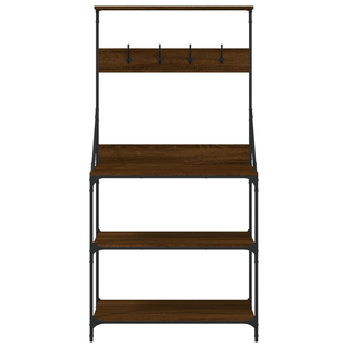 Baker's Rack with Hooks 4-Tier Brown Oak Engineered Wood - Giant Lobelia