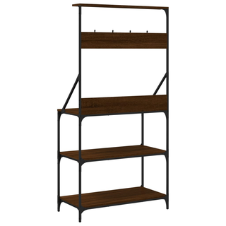 Baker's Rack with Hooks 4-Tier Brown Oak Engineered Wood - Giant Lobelia