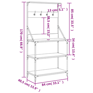 Baker's Rack with Hooks 4-Tier Brown Oak Engineered Wood - Giant Lobelia