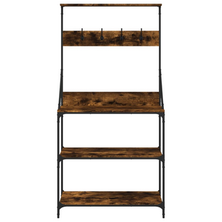 Baker's Rack with Hooks 4-Tier Smoked Oak Engineered Wood - Giant Lobelia